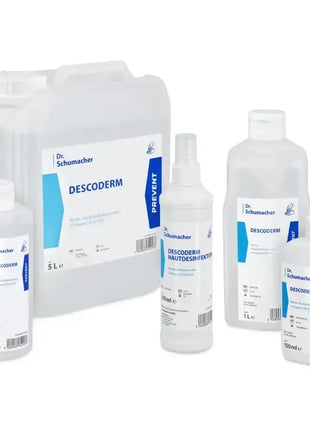 Verschiedene Descoderm Hautdesinfektionsmittel-Flaschen für professionelle Hygiene