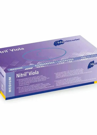 Nitrilhandschuhe Meditrade Viola, puderfrei, violett, Größe Medium, Einmalhandschuhe Box