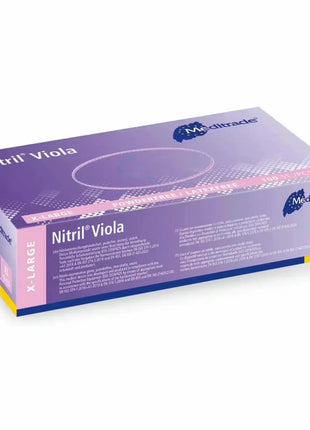 Nitrilhandschuhe Meditrade Viola, puderfrei, latexfrei, Größe X-Large, violette Box, 100 Stück