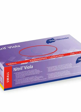 Meditrade Nitril Viola Einweghandschuhe lila, puderfrei, latexfrei, 100 Stück, Größe Small