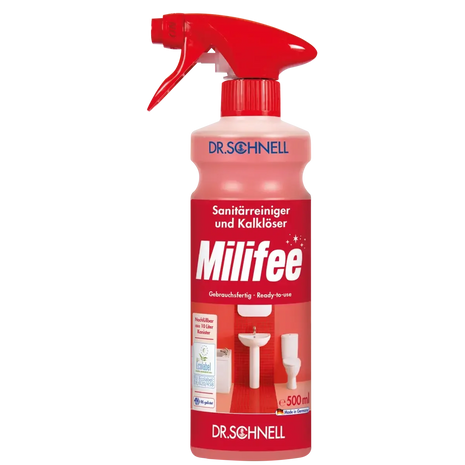 DR.SCHNELL Milifee Sanitärreiniger und Kalklöser Sprayflasche, 500ml, für Bad und WC Reinigung
