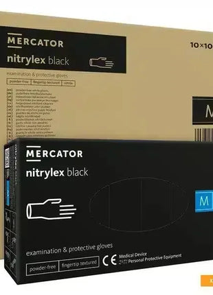 Mercator nitrylex black Nitrilhandschuhe Größe M, schwarz, medizinische Einmalhandschuhe, puderfrei