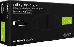 Schwarze Nitril Einweghandschuhe, puderfrei, Größe S, 100 Stück, medizinischer Schutz