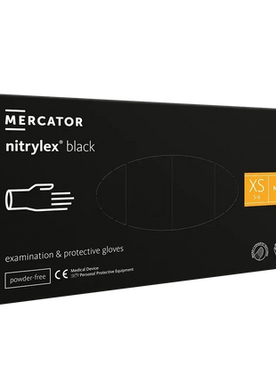 Schwarze Box Nitrilhandschuhe XS, puderfrei, medizinische Einweghandschuhe, 100 Stück
