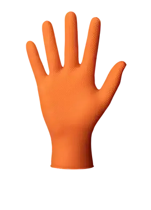Orange Einweghandschuh aus Nitril, strukturiert, hygienisch, für Medizin und Schutz