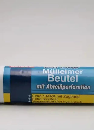 Rolle mit schwarzen 120 Liter Müllbeuteln, Zugband, Abreißperforation, reißfest, hygienisch
