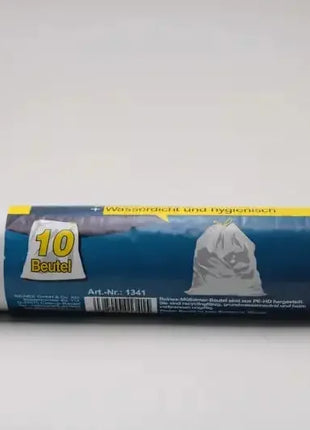 Rolle mit 10 wasserdichten, hygienischen Müllbeuteln, schwarze Säcke, Nahaufnahme