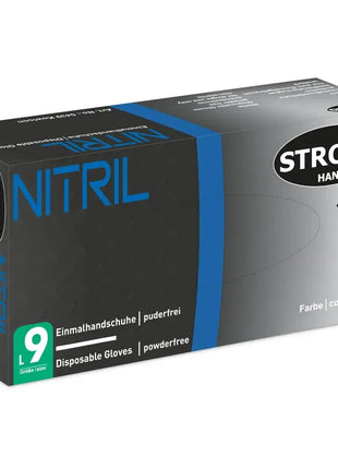 Box mit 100 blauen Nitril Einmalhandschuhen, Größe L, puderfrei, für hygienischen Schutz
