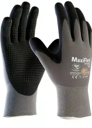 Schwarze Montagehandschuhe MaxiFlex, nahtlos, mit Noppen, Arbeitsschutz, EN 388 zertifiziert