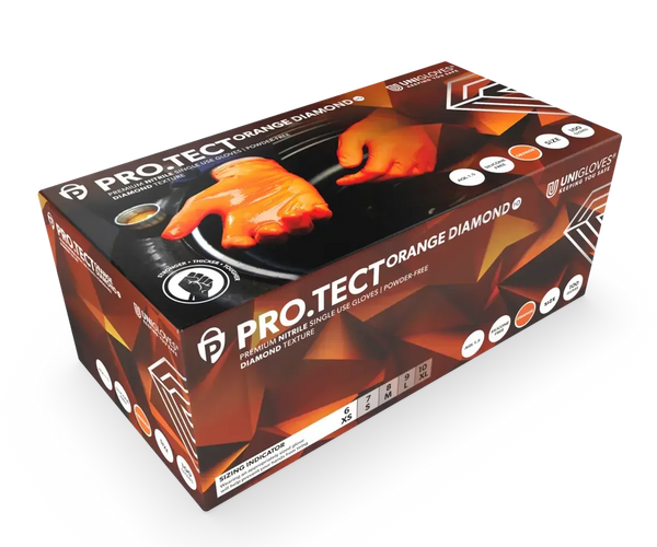 Unigloves PROTECT Orange HD Grip Handschuhe 100 Stück Diamanttextur