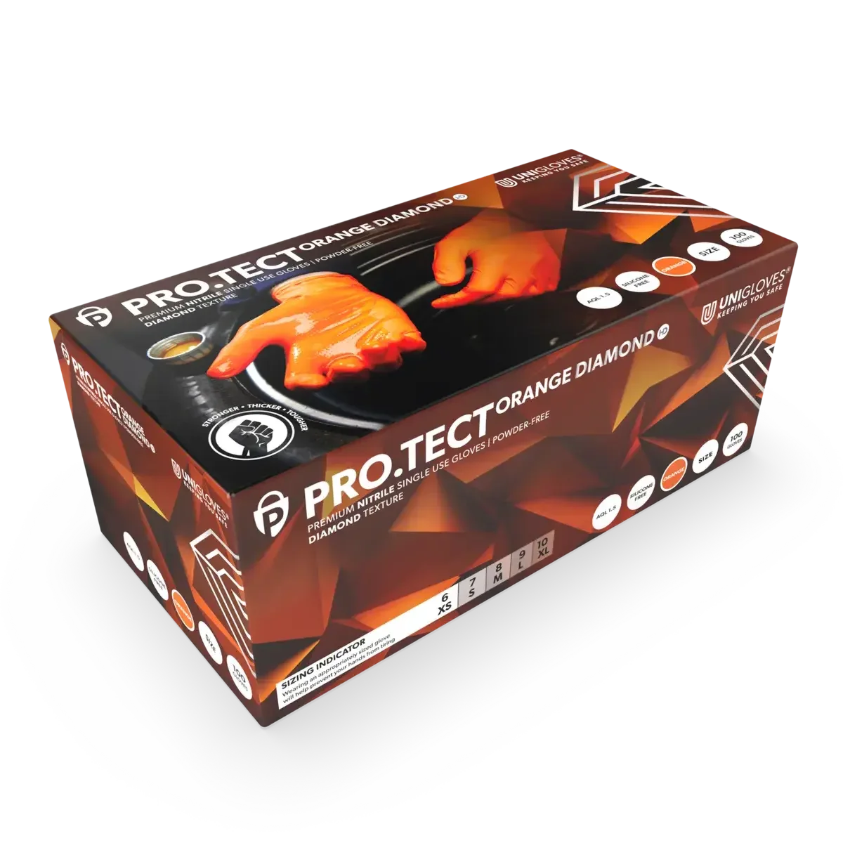 antivirus handschuhe Unigloves PROTECT Orange HD Grip Handschuhe 100 Stück Diamanttextur | SeniPax.de | Großhandel | Hygieneartikel | Reinigungsmittel | Inkontinenzprodukte