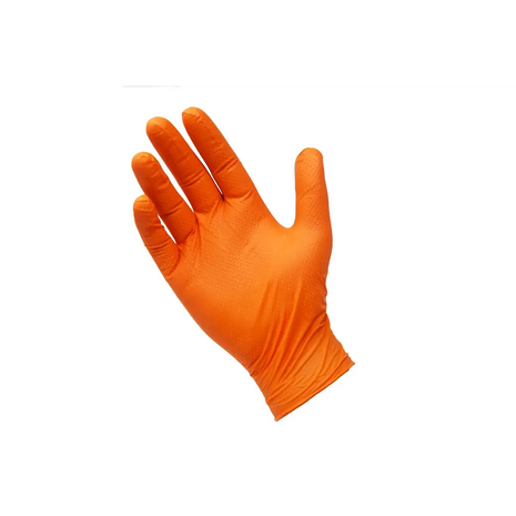 Nitrilhandschuh, orange, puderfrei, Diamond-Grip, Box à 100 Stück