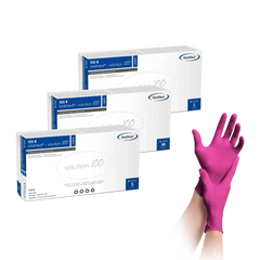 Nitril Einweghandschuhe in Pink vor drei MaiMed Lösung 100 Packungen, hygienisch, medizinisch
