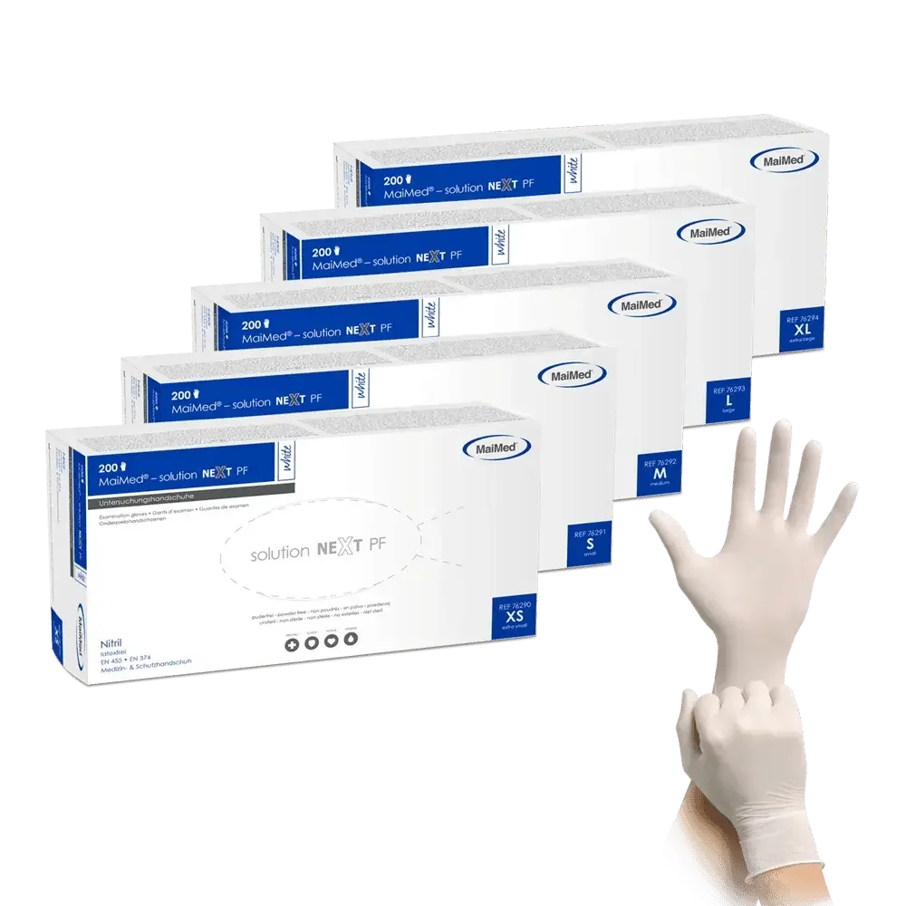 nitril handschuhe 200 MaiMed Solution NEXT PF weiß 200 Stück Nitrilhandschuhe - Günstig kaufen %%page%%