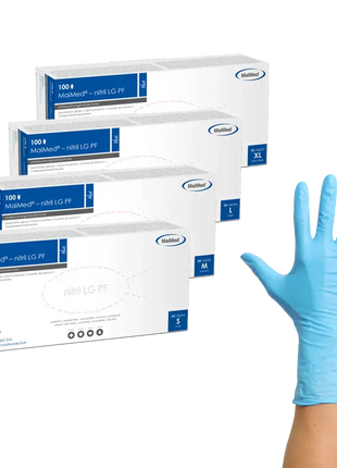MaiMed LG lange Nitrilhandschuhe Blau 100 Stück