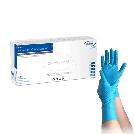 maimed nitril handschuhe MaiMed ChemGuard PF Nitrilhandschuhe Blau 50 Stück Chemikalienschutz - Günstig kaufen %%page%%