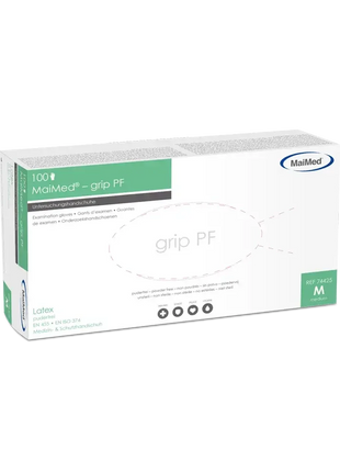 MaiMed grip PF Untersuchungshandschuhe Latex, puderfrei, Größe M, 100 Stück, Medizinprodukt