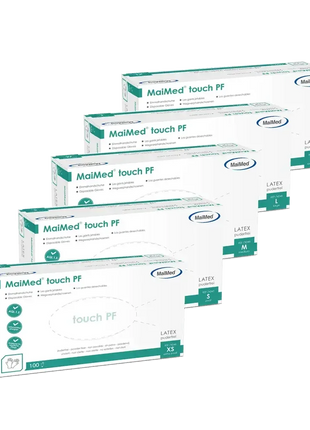 MaiMed touch PF latex Einmalhandschuhe in fünf Größen, sterile medizinische Schutzhandschuhe