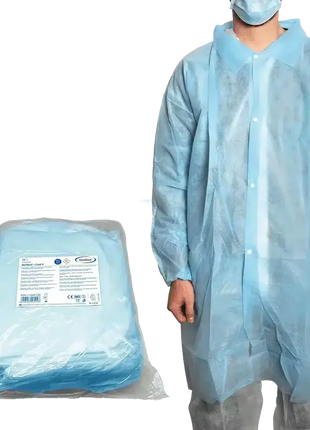 Blauer Einweg-Kittel mit Maske, Einweg-Schutzkleidung für medizinische Hygiene, steril verpackt