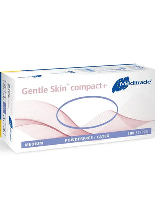 Latex Einweghandschuhe Meditrade Gentle Skin compact+, puderfrei, Größe Medium, 100 Stück, Verpackung