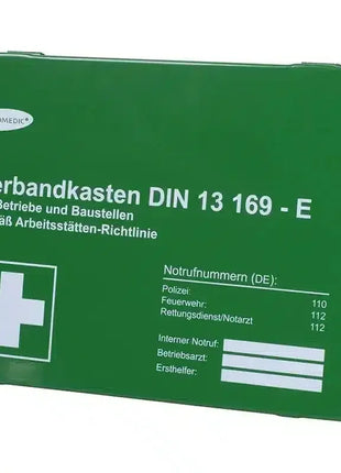 Grüner Verbandskasten DIN 13169 für Betriebe und Baustellen, Erste Hilfe, Arbeitsstätten