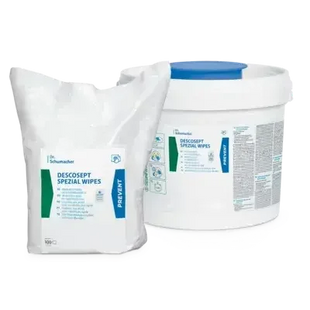 Desinfektionstücher Schülke Descosept Spezial Wipes, Nachfüllpackung und Spenderdose, Hygienebereich
