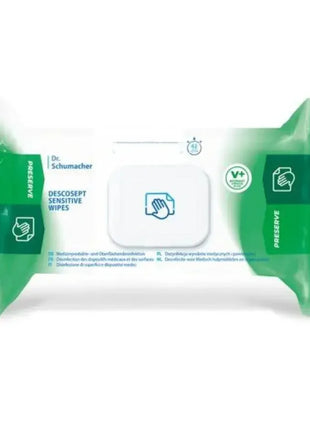 Desinfektionstücher für empfindliche Oberflächen, hygienische Feuchttücher, grüne Verpackung