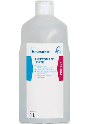 Dr. Schumacher Aseptoman Forte 1L Flasche alkoholisches Händedesinfektionsmittel, professionelle Hygiene