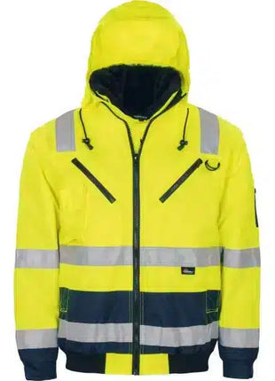 VIZWELL VW126C Pilotenjacke 4 in 1 – Warnschutzjacke Klasse 3 mit Kaputze