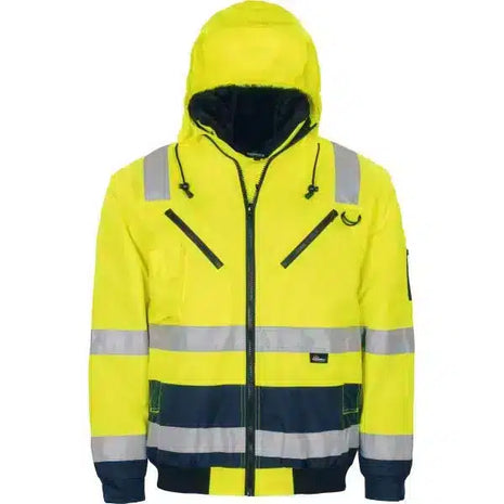 VIZWELL VW126C Pilotenjacke 4 in 1 – Warnschutzjacke Klasse 3 mit Kaputze