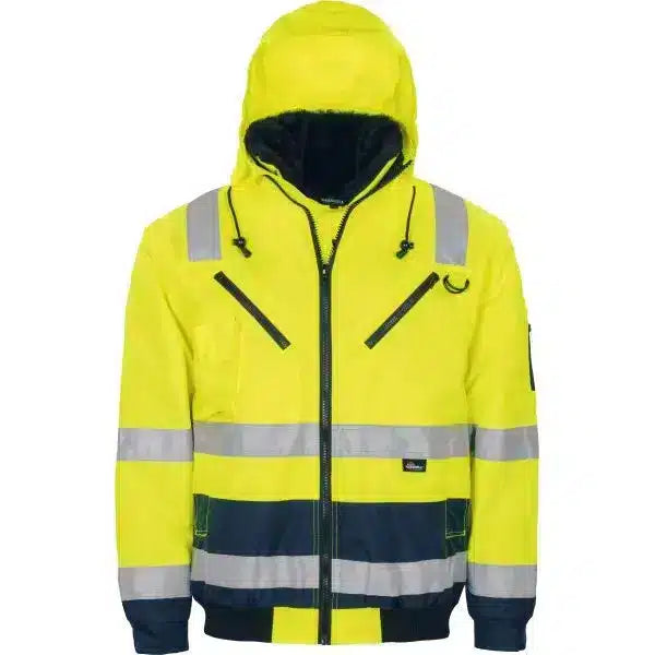 VIZWELL VW126C Pilotenjacke 4 in 1 – Warnschutzjacke Klasse 3 mit Kaputze