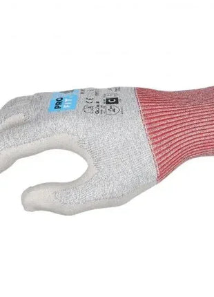 Arbeitshandschuh mit grauer Beschichtung und rotem Strickbund für Arbeitsschutz