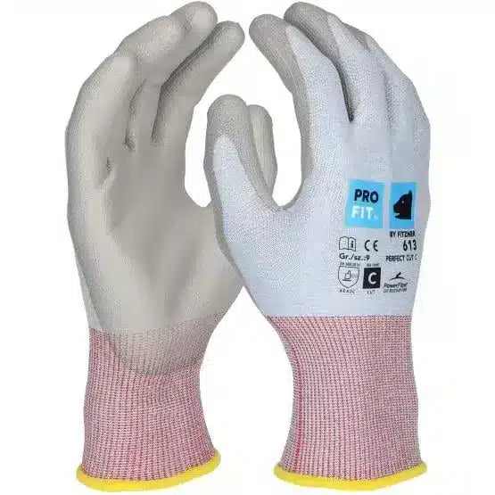 PU Schnittschutzhandschuh "Perfect Cut C", hellblau/grau
