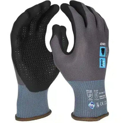 Nitril Handschuhe, "Maxim cool dots", Noppen, grau/schwarz