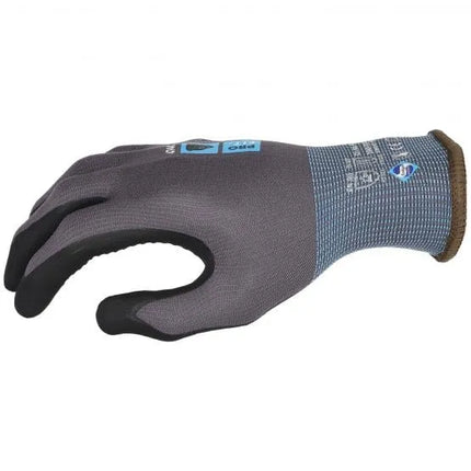 Nitril Handschuhe, "Maxim cool dots", Noppen, grau/schwarz