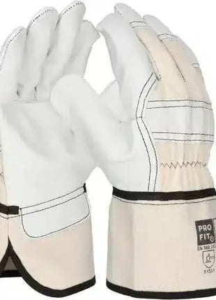 Schutzhandschuhe aus Leder für Arbeitsschutz, robust, weiß-beige, Sicherheitsausrüstung