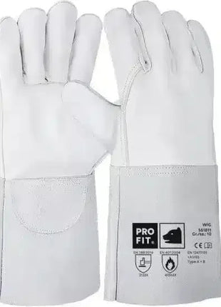 Schutzhandschuhe aus Leder mit verlängertem Schaft, weiß, PSA Arbeitsschutzausrüstung