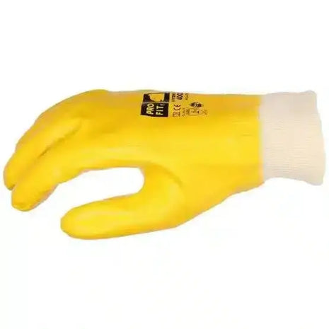 Nitril Handschuhe, "mega dry", gelb, vollgetaucht, Strickbund