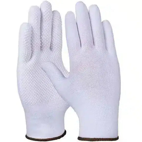 Baumwollhandschuh, Trikot, weiß, Noppen, ohne Naht