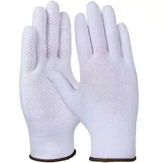 Baumwollhandschuh, Trikot, weiß, Noppen, ohne Naht