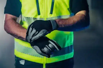 Mechaniker Handschuh, mit Klett, grau, Gr. 10 10