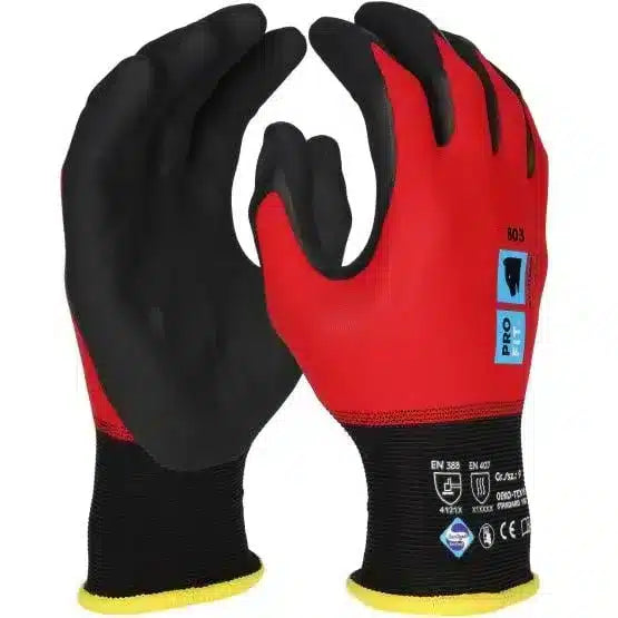 Nitril Handschuhe, "Tactus", rot/schwarz, 18 Gauge 8