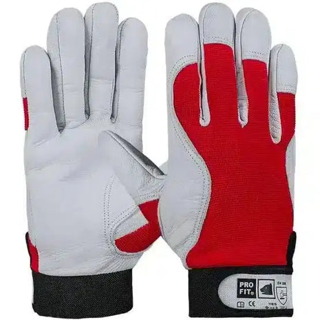 Mechanikerhandschuhe Nappaleder, rot, Klettverschluss