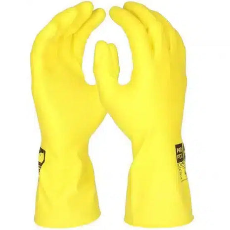 Latex Haushaltshandschuhe, leichte Qualität, 30 cm, gelb