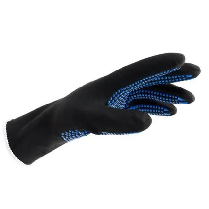 Nitril Handschuhe, "Air", schwarz/blau, vollgetaucht, Noppen