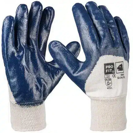 Nitril Handschuhe, "Mega", blau, 3/4 getaucht, Strickbund