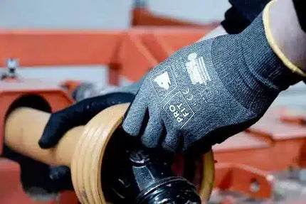 Nitril Handschuhe, "Hit dot", Nitrilschaum, Noppen, grau/schwarz