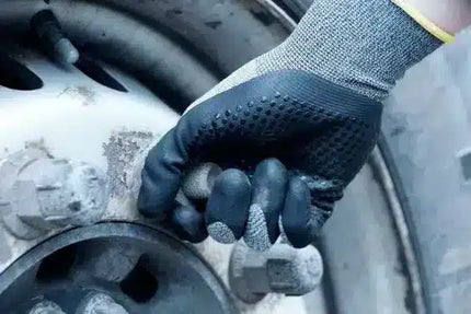 Nitril Handschuhe, "Hit dot", Nitrilschaum, Noppen, grau/schwarz