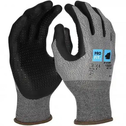 Nitril Handschuhe, "Hit dot", Nitrilschaum, Noppen, grau/schwarz