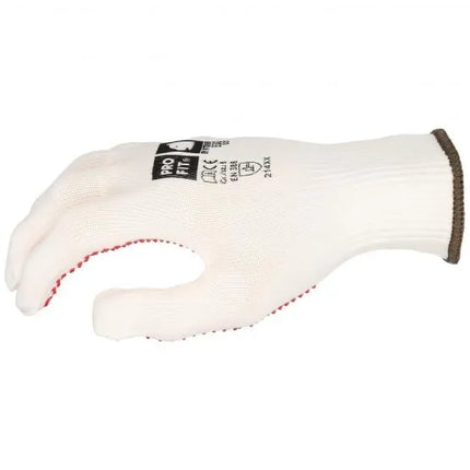 Strickhandschuhe "Dot", fein, weiß, einseitig rote Noppen 8